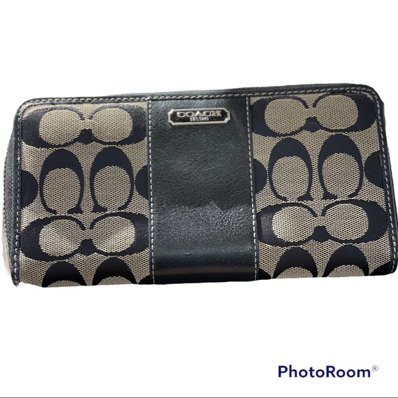 Coach Bags Coach Large Zip Wallet Black Signature Canvas Poshmark